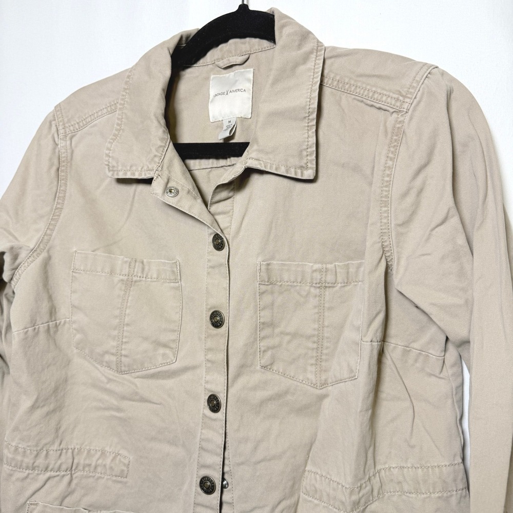 Vintage America Getty Jacket Silver Mink Khaki Cotton Utility Field Jacket M